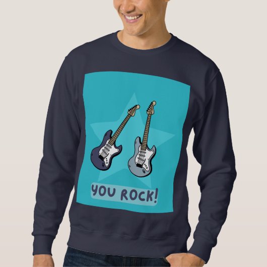 ギターのTシャツ「ロック！」 スウェットシャツ (正面)