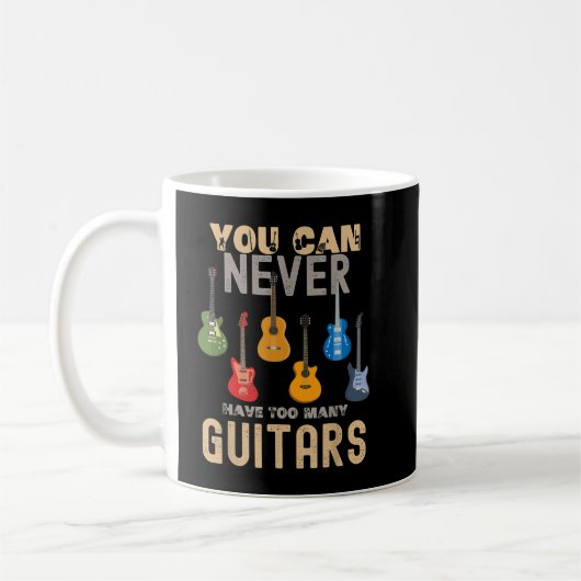 ギターは多ければ多いほどいいTシャツ 音楽 コーヒーマグカップ (左)
