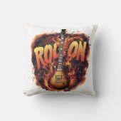 ギターは燃えるような岩のお祝いに情熱を燃やす クッション (正面)