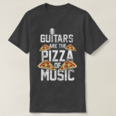 ギターは音楽ギタリストの食べ物好きのピザ Tシャツ (デザイン正面)