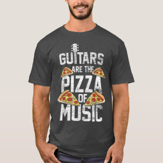 ギターは音楽ギタリストの食べ物好きのピザ Tシャツ