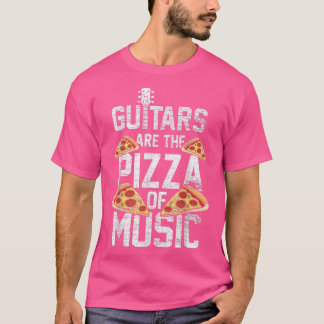 ギターは音楽ギタリストの食べ物好きのピザ Tシャツ