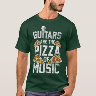 ギターは音楽ギタリストの食べ物好きのピザ Tシャツ