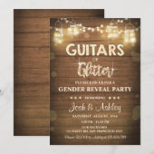 ギターまたはグリッター　ジェンダー・リビール・招待状　ラスティック 招待状 (正面/裏面)