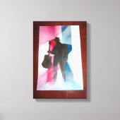 ギターを伸ばしたキャンバス印刷を持つ男性 キャンバスプリント (正面)