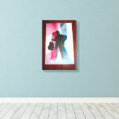 ギターを伸ばしたキャンバス印刷を持つ男性 キャンバスプリント (インサイチュ (ウッドフロア))