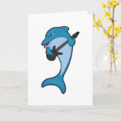 ギターを使った音楽のイルカ カード (黄色い花)