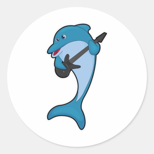 ギターを使った音楽のイルカ ラウンドシール (正面)