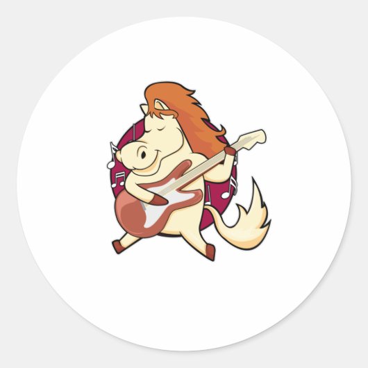 ギターを使った音楽の馬 ラウンドシール (正面)