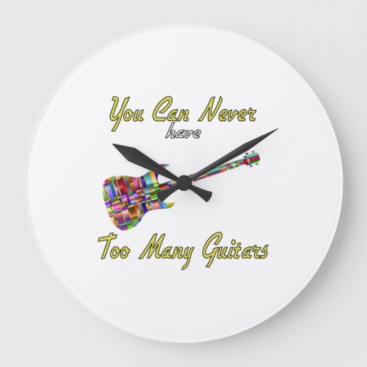 ギターを多く持ち過ぎることは決してありませんカラフル- ラージ壁時計 (正面)