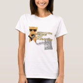 ギターを引っ掻くレコードを持つ猫ではなく家具 Tシャツ (正面)