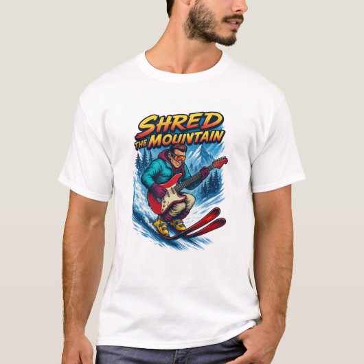 ギターを弾くのもスキーも両方こなす人 Tシャツ (正面)