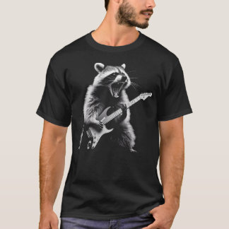 ギターを弾くアライグマ ロックンロール ロックスター Tシャツ