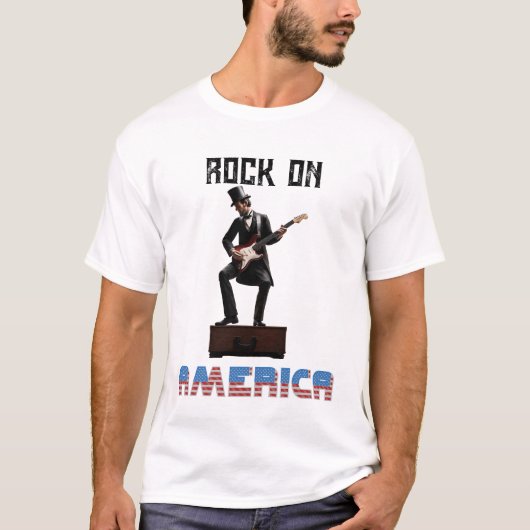 ギターを弾くエイブラハム・リンカーン Tシャツ (正面)