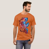 ギターを弾くスケルトン ロック ギター・シェレッド Tシャツ (正面フル)