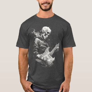 ギターを弾くスケルトン ロック ギター シュレッディング 4 Tシャツ