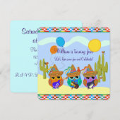 ギターを弾くソンブレロのフクロウ オーダーメイドの招待状 招待状 (正面/裏面)