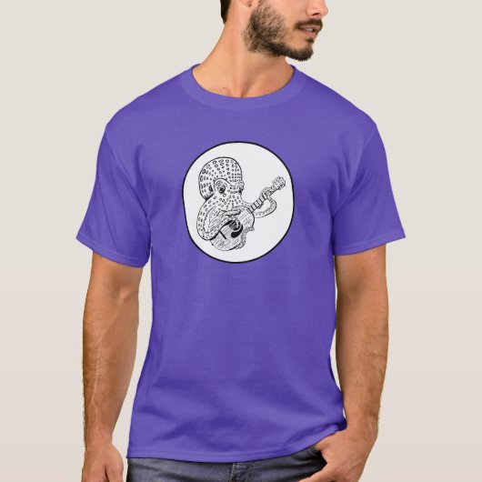 ギターを弾くタコ - 私の初作品 Tシャツ (正面)