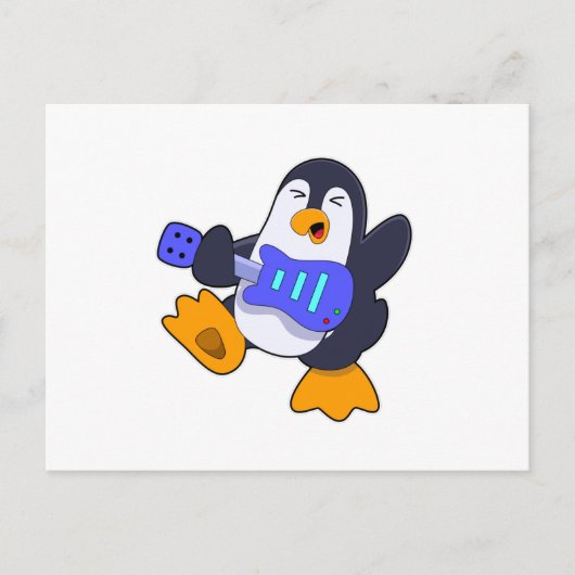 ギターを弾くペンギン ポストカード (正面)