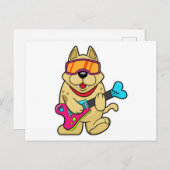 ギターを弾くミュージシャン犬 ポストカード (正面/裏面)