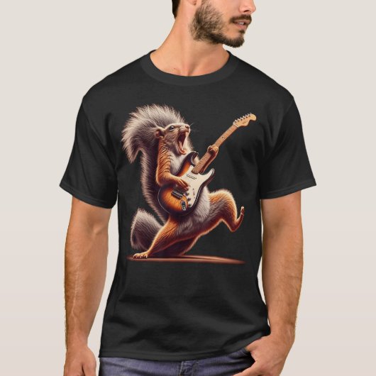 ギターを弾くリス Tシャツ (正面)