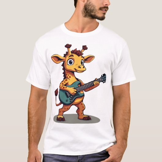 ギターを弾くロッキング・キリン クラシックTシャツ Tシャツ (正面)