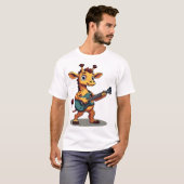 ギターを弾くロッキング・キリン クラシックTシャツ Tシャツ (正面フル)