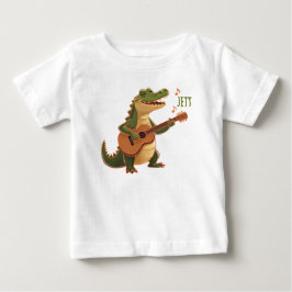 ギターを弾くロックなワニ – たのしいキャラクター動物 ベビーTシャツ