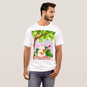 ギターを弾く太った猫 Tシャツ (正面フル)