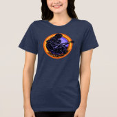 ギターを弾く女の子のシルエットTシャツ トライブレンドTシャツ (正面)