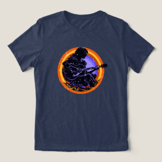ギターを弾く女の子のシルエットTシャツ トライブレンドTシャツ