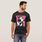 ギターを弾く猫 キテイスト ギタリスト Tシャツ (正面フル)