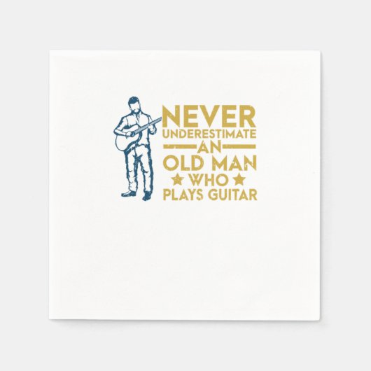 ギターを弾く老人を決して過小評価しな遊い スタンダードカクテルナプキン (正面)