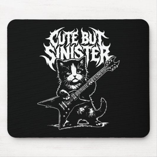 ギターを弾く面白い猫 ギタリスト ロックンロール マウスパッド (正面)