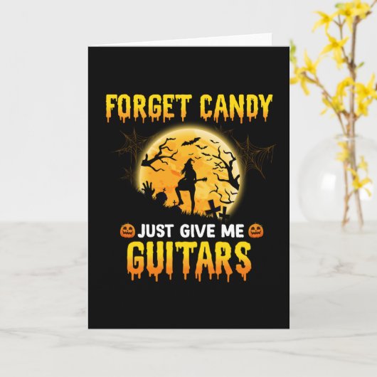 ギターを弾く魔女、キャンディを忘れて、ただギターをくれ カード (黄色い花)