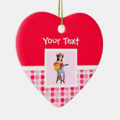 ギターを持つかわいい女性のカーボーイ セラミックオーナメント (右)