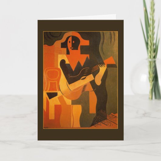 ギターを持つハッピーバースデーの道化師 カード (正面)