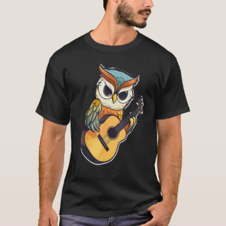 ギターを持つフクロウ ,フクロウ Tシャツ