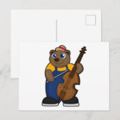 ギターを持つミュージシャンとしてのクマ ポストカード (正面/裏面)