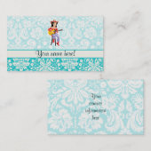 ギターを持つ女性のカーボーイ; かわいい 名刺 (正面/裏面)