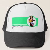 ギターを持つ女性のカーボーイ; カラフル キャップ (正面)