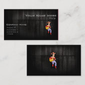 ギターを持つ女性のカーボーイ; 黒 名刺 (正面/裏面)