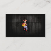 ギターを持つ女性のカーボーイ; 黒 名刺 (裏面)