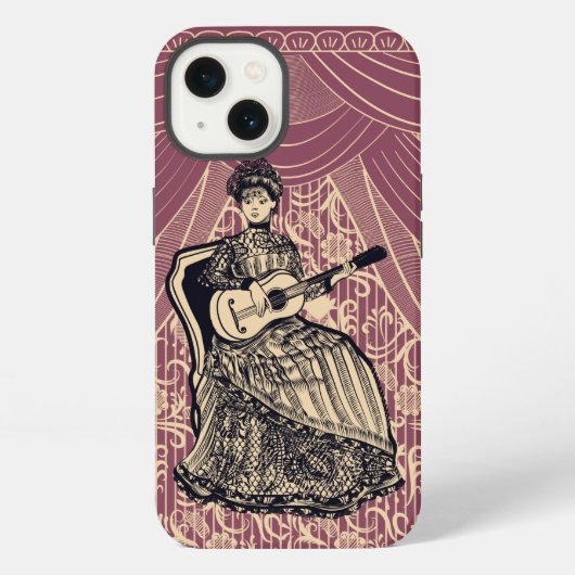 ギターを持つ女性   iPhoneケース (裏面)