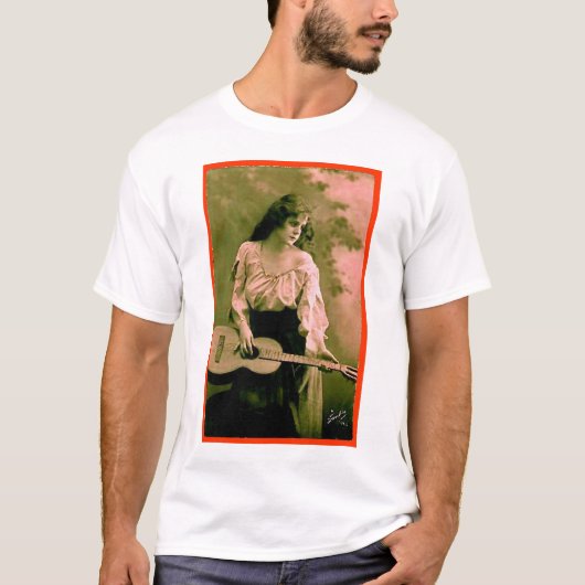 ギターを持つ女性 Tシャツ (正面)