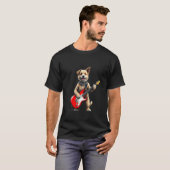 ギターを持つ子犬 Tシャツ (正面フル)