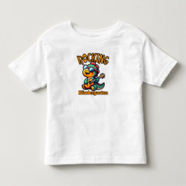 ギターを持つ恐竜の幼稚園ロッキングデザイン トドラーTシャツ