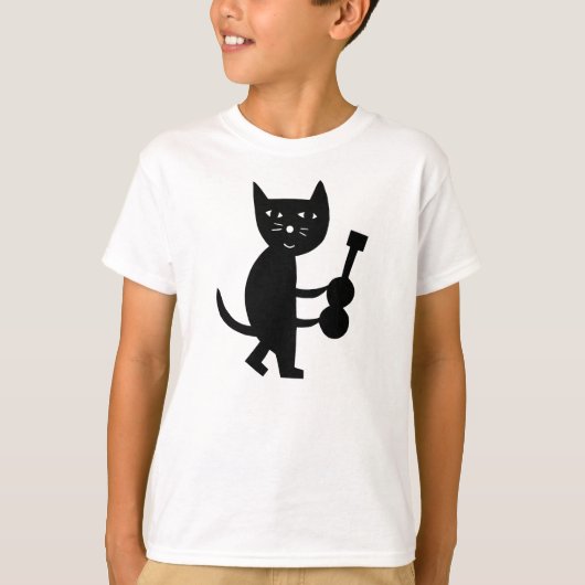 ギターを持つ猫 Tシャツ (正面)