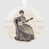 ギターを持つ美しい女性 オーナメント (裏面)
