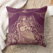 ギターを持つ美しい女性 クッション (ブランケット)